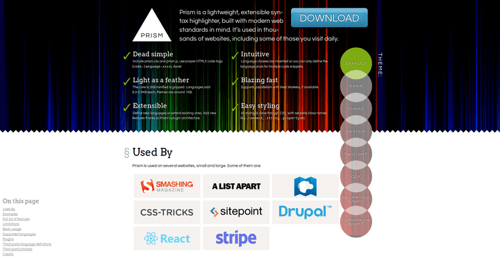 Screenshot of the blog PrismJS