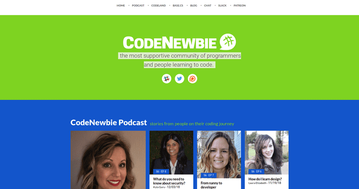 Screenshot of the blog CodeNewbie